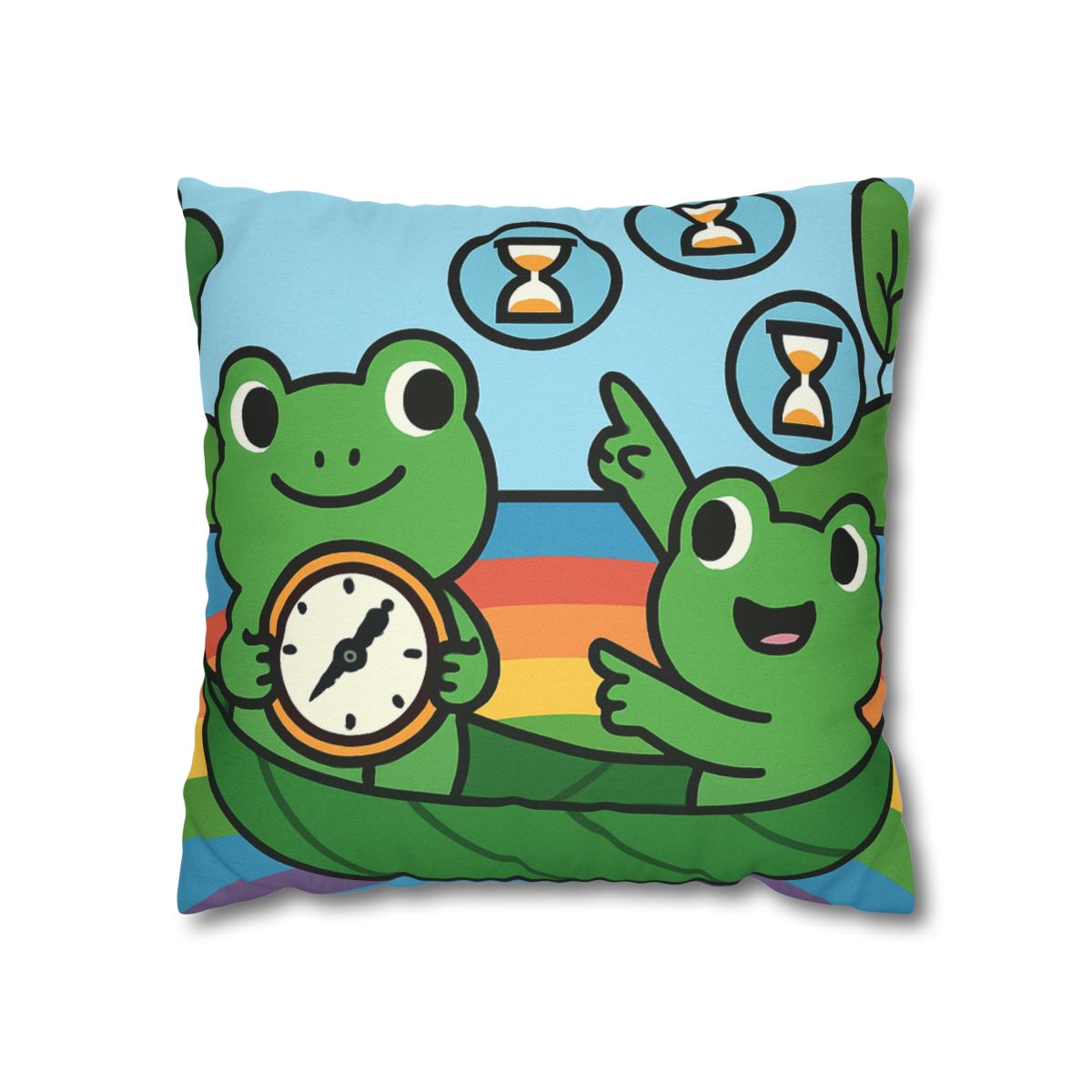 Rainbow River Time Travel Frogs custom pillow cases