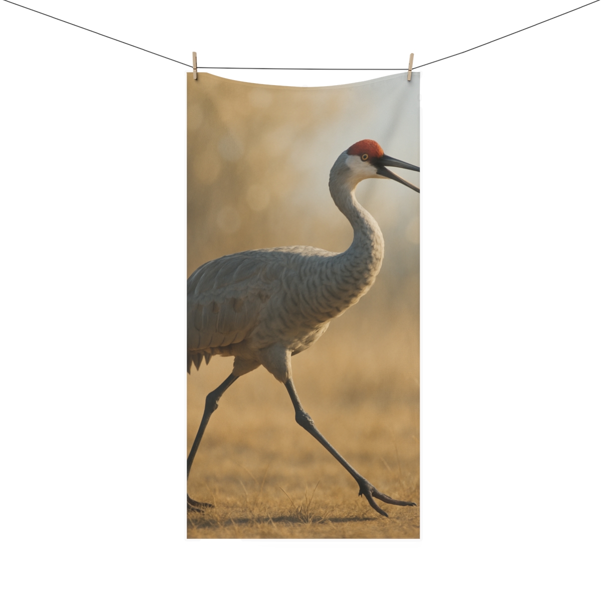 Dawn Call Sandhill Crane personalized bath towels