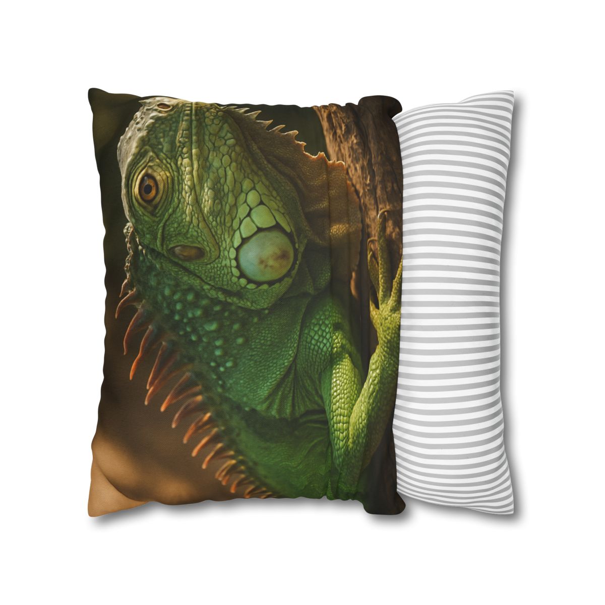 Sunlit Perch Green Iguana soft cotton pillow cases