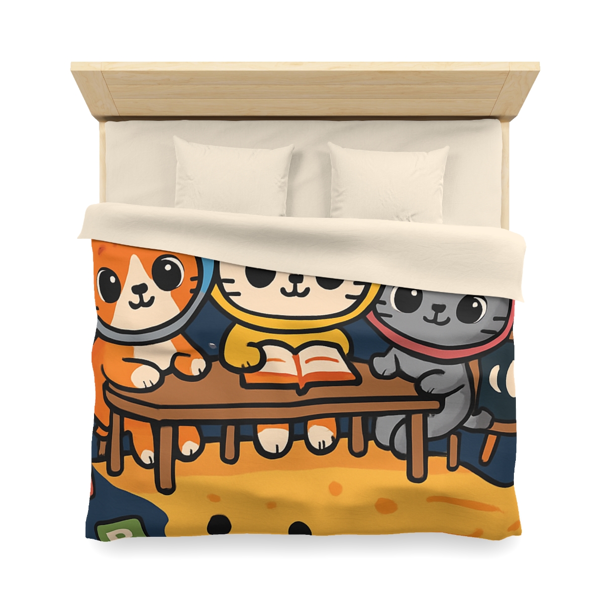 Comet Classroom With Curious Kittens custom duvets