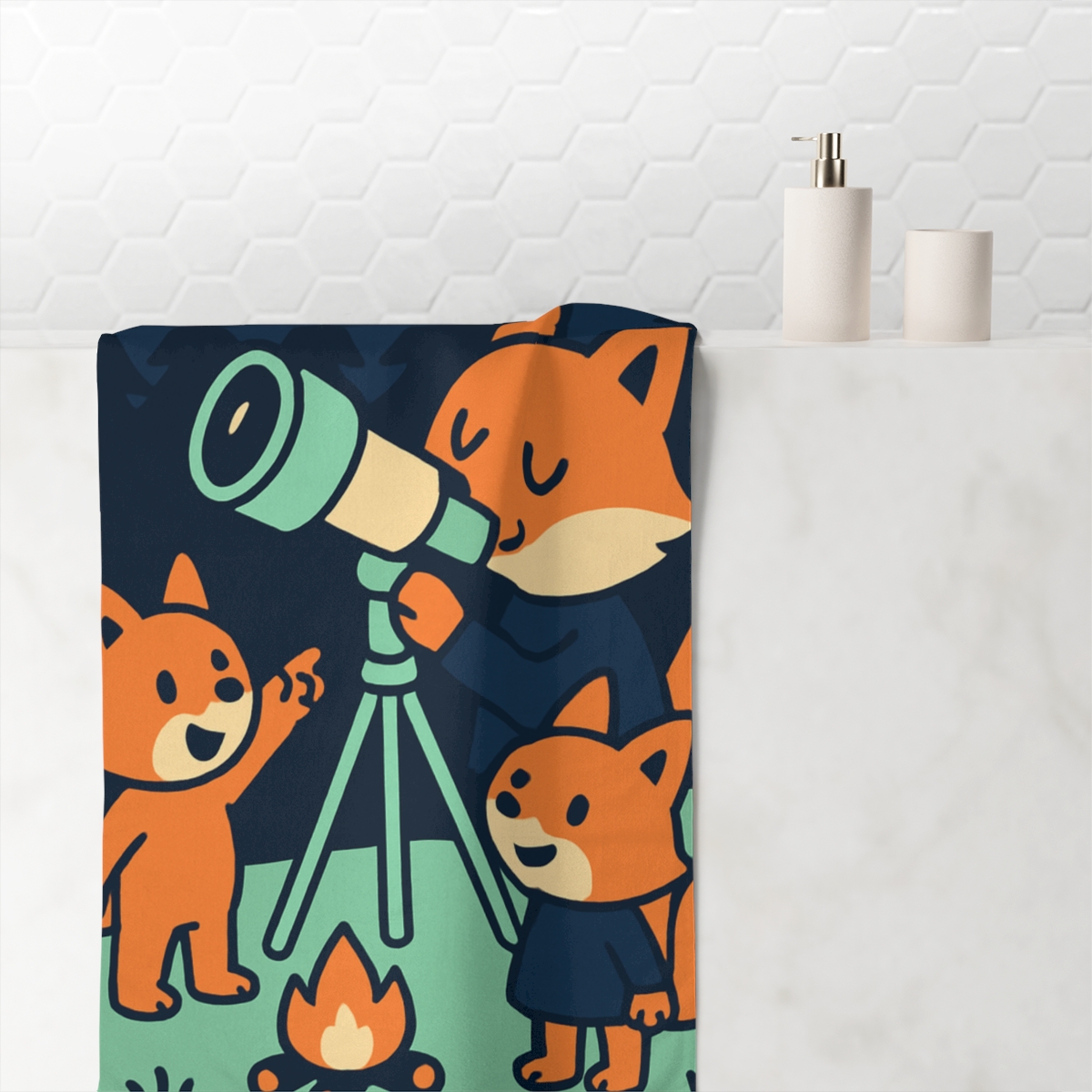 Stargazing Fox Camp comfortable face towels