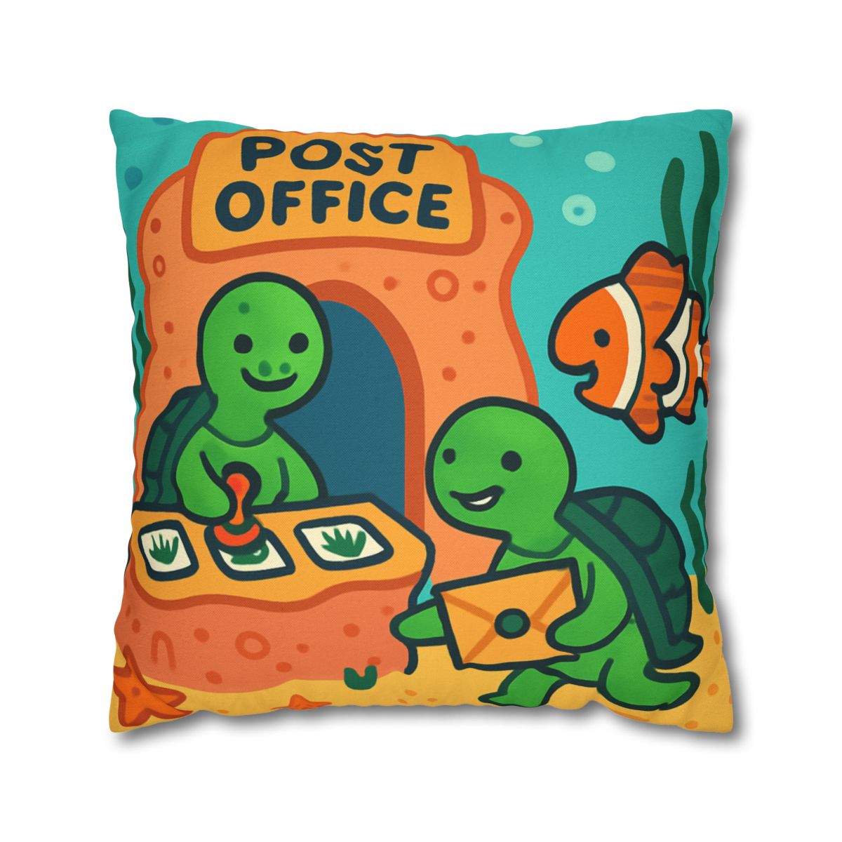 Coral Reef Post Office Run By Sea Turtles soft cotton pillow cases