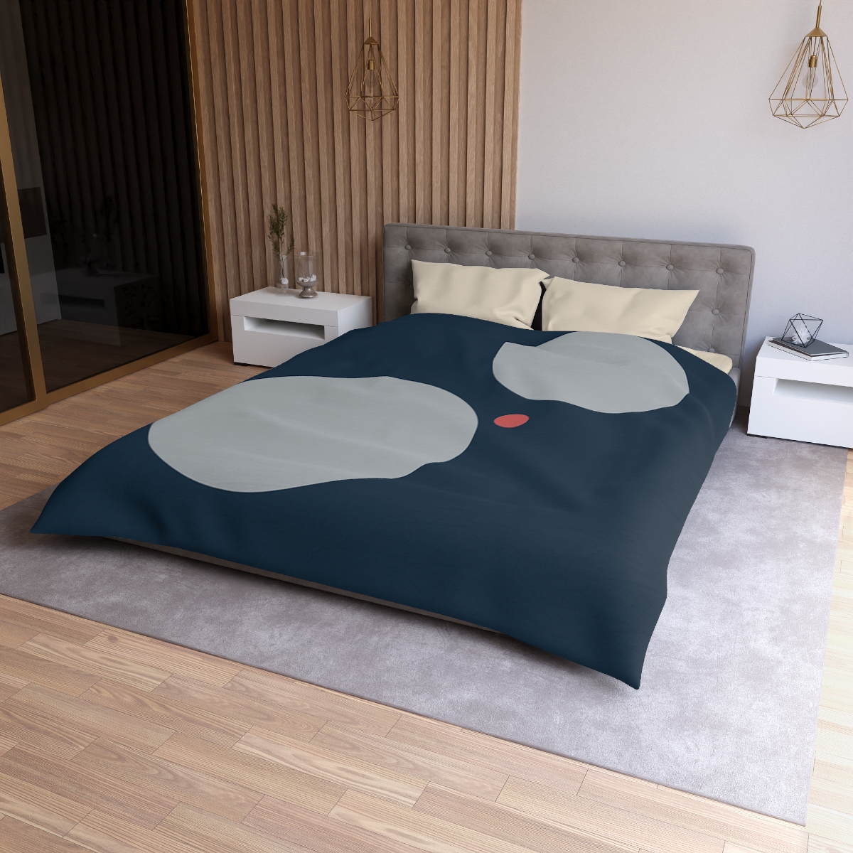 Three Quiet Circles designer printed duvets