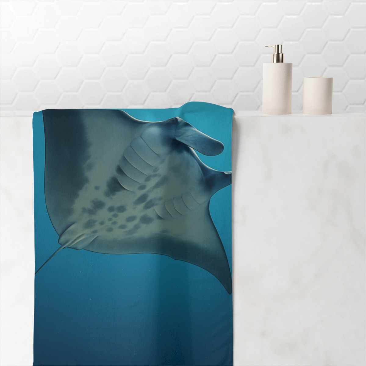 Midwater Drift Manta Ray personalized bath towels