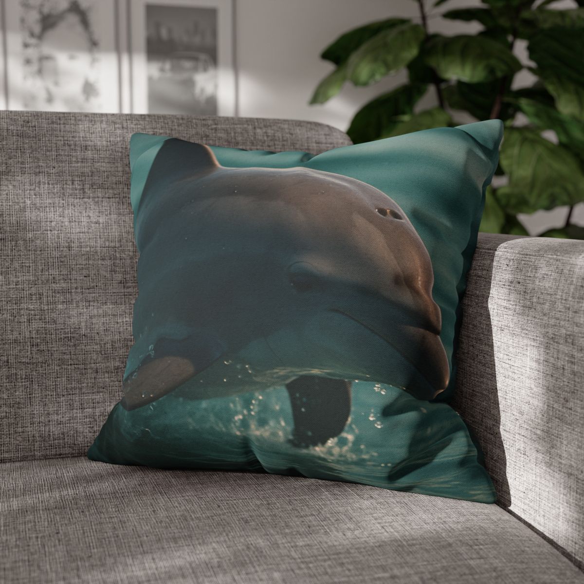 Silver Glide Bottlenose Dolphin designer print pillow cases