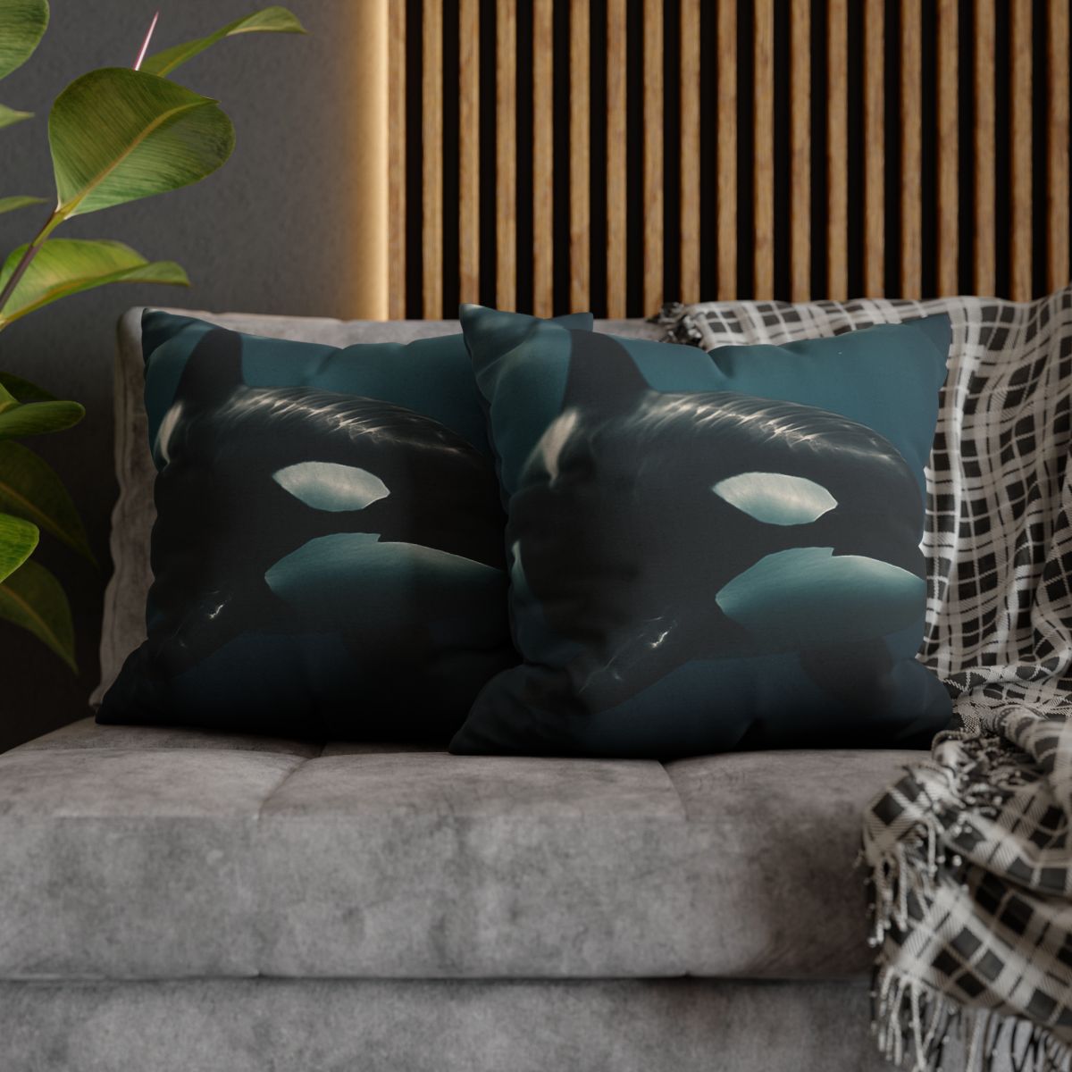Tidal Shadow Orca soft cotton pillow cases