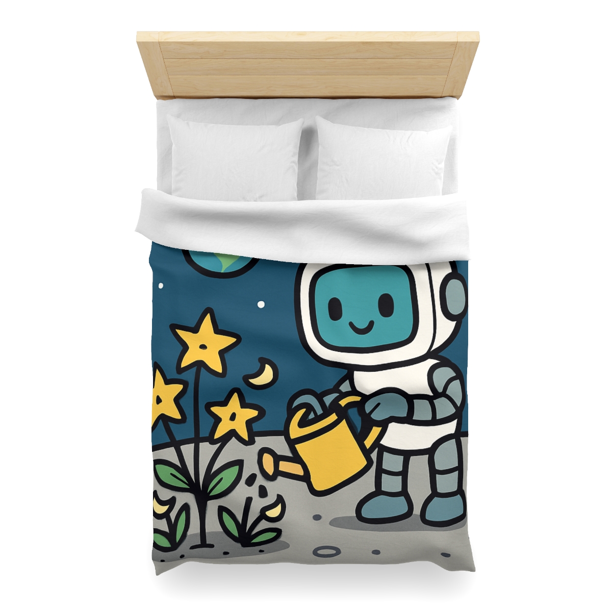 Moon Garden Robot And Space Sprouts duvets for gifts