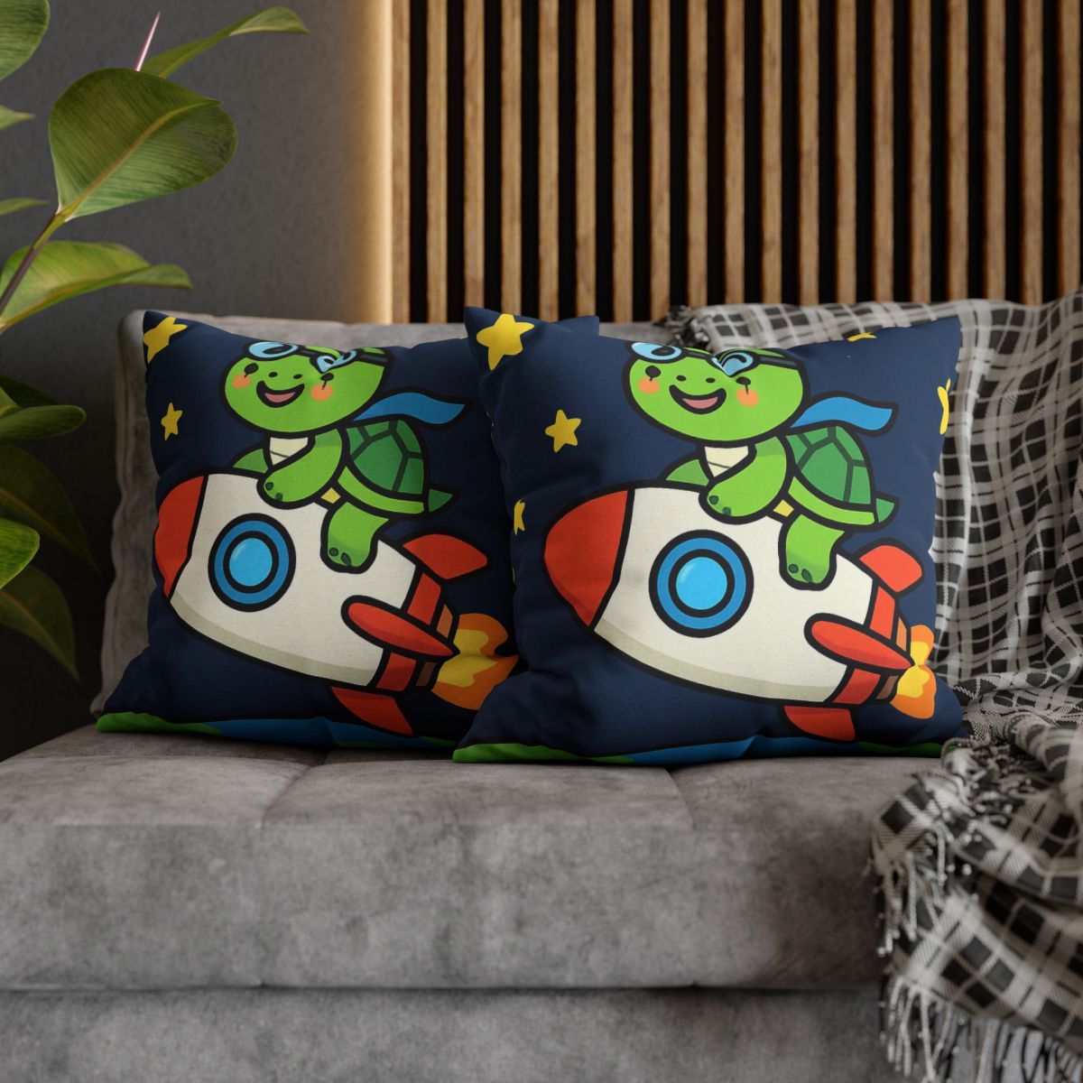 Rocket Riding Turtle To The Moon custom pillow cases