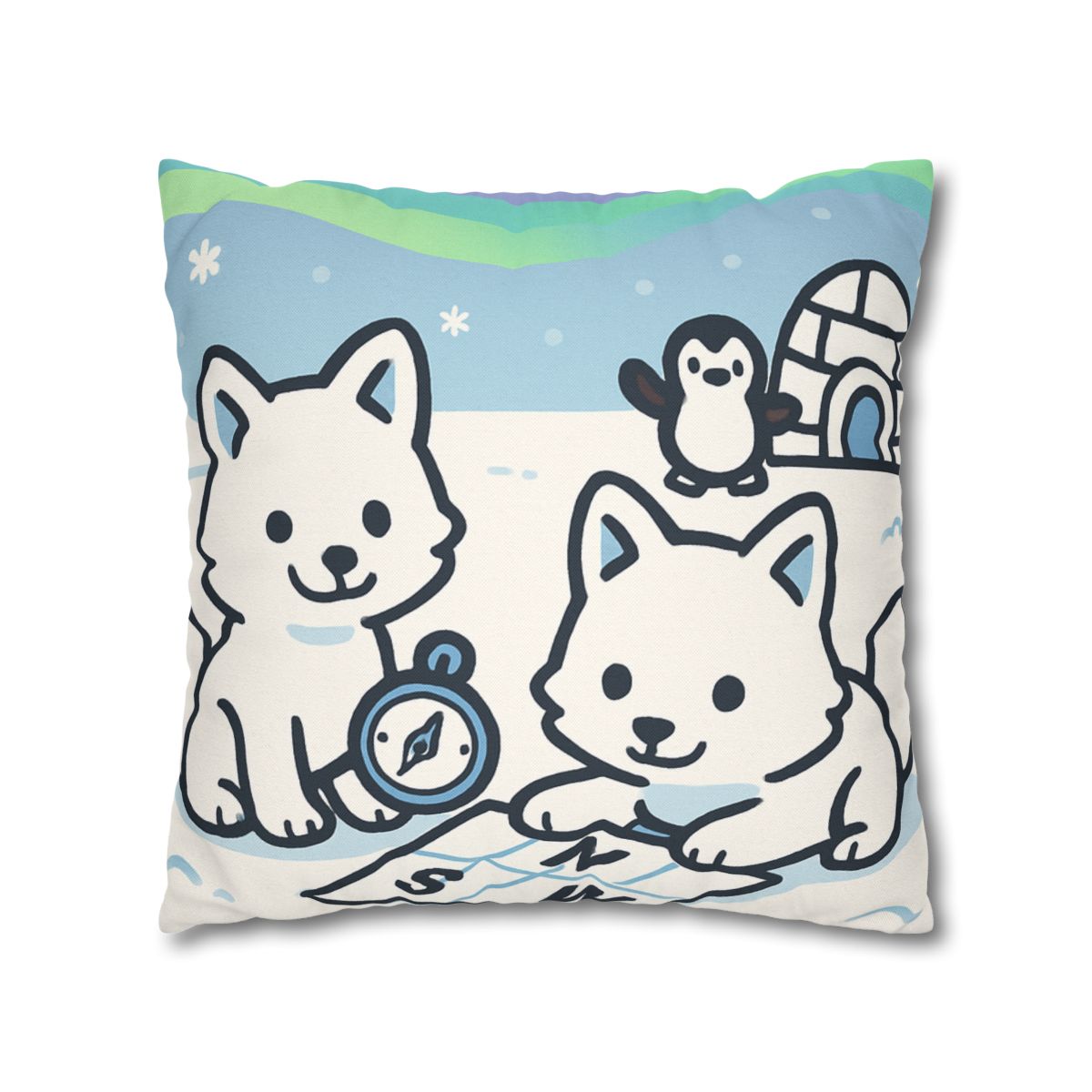 Polar Aurora Map Makers trendy patterned pillow cases