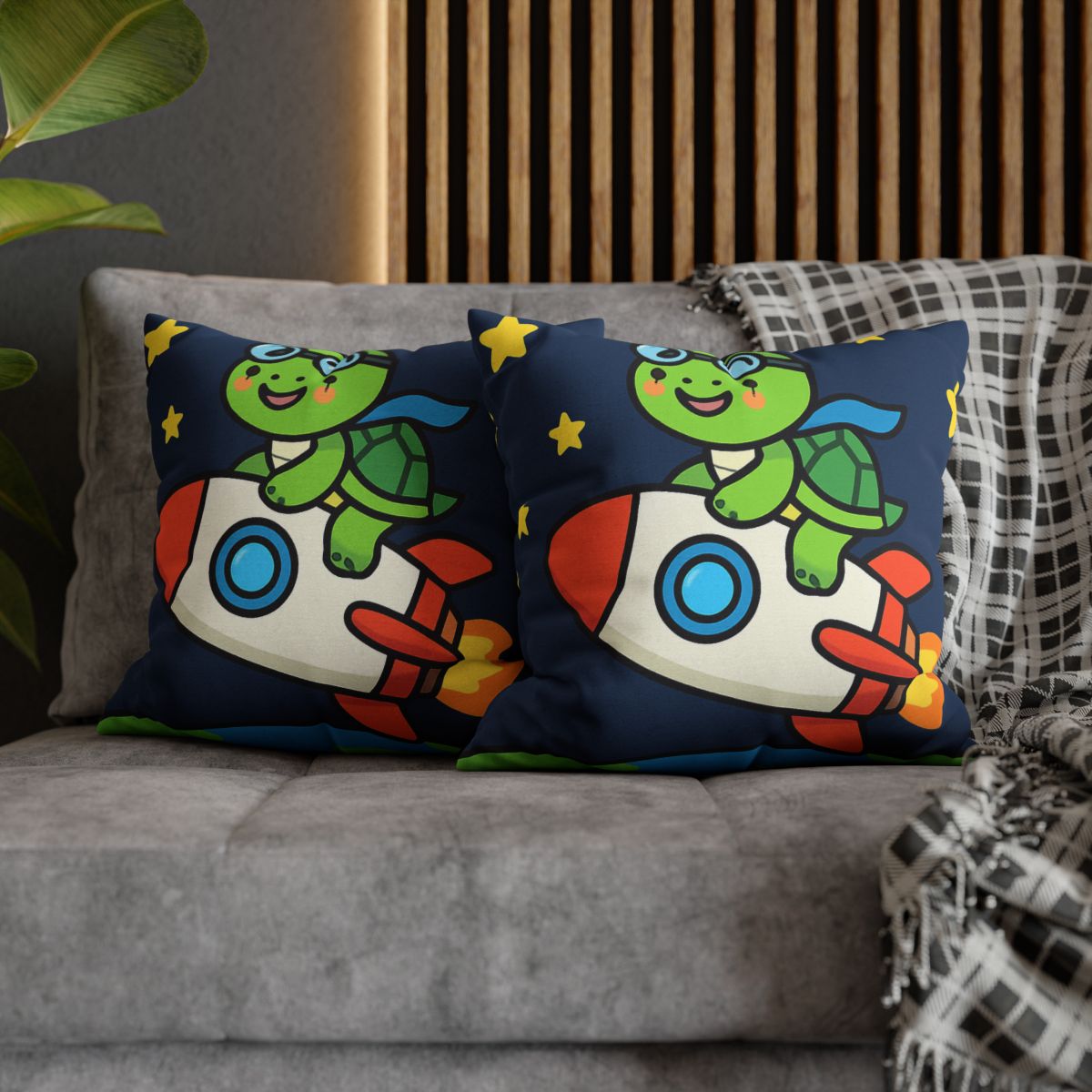 Rocket Riding Turtle To The Moon custom pillow cases