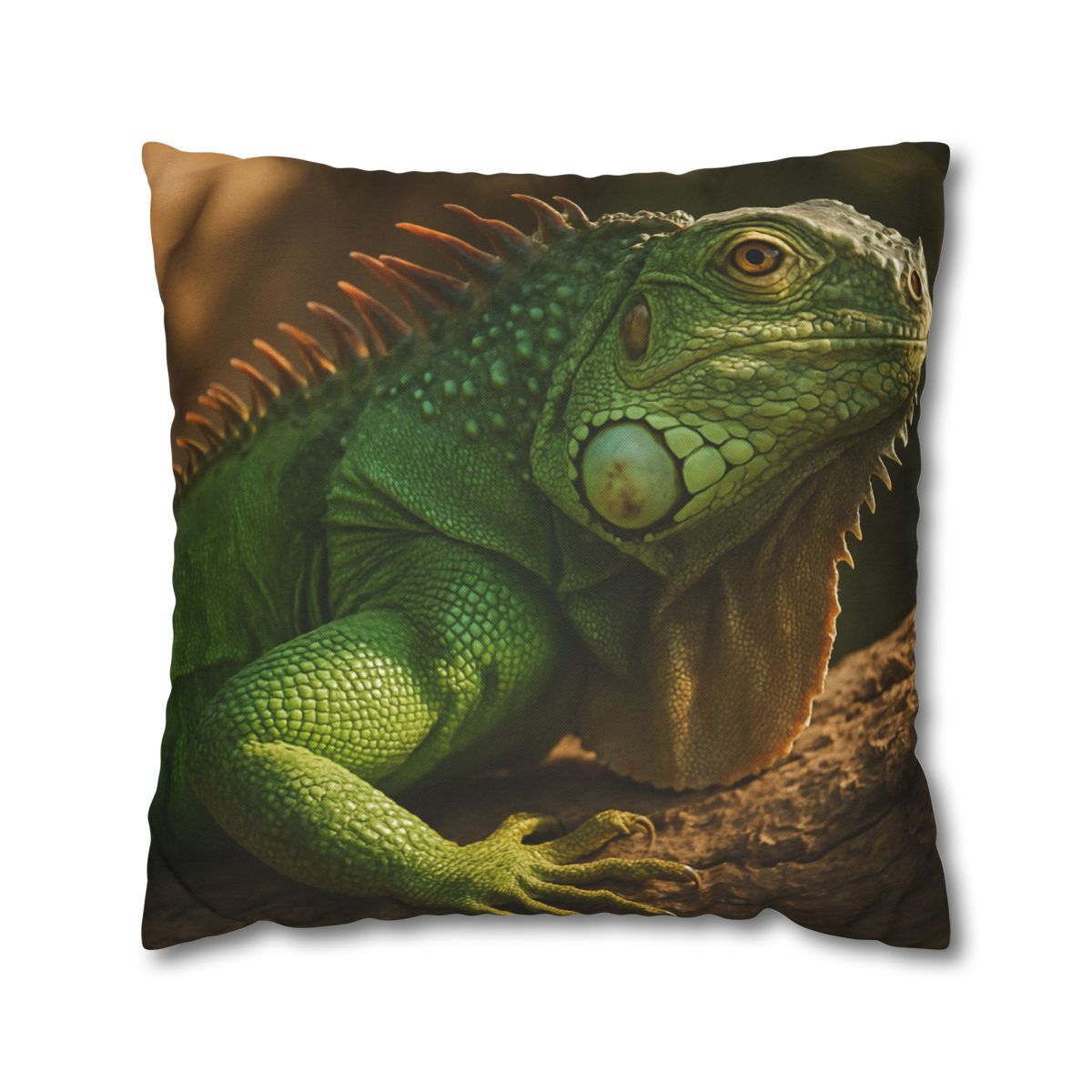 Sunlit Perch Green Iguana soft cotton pillow cases
