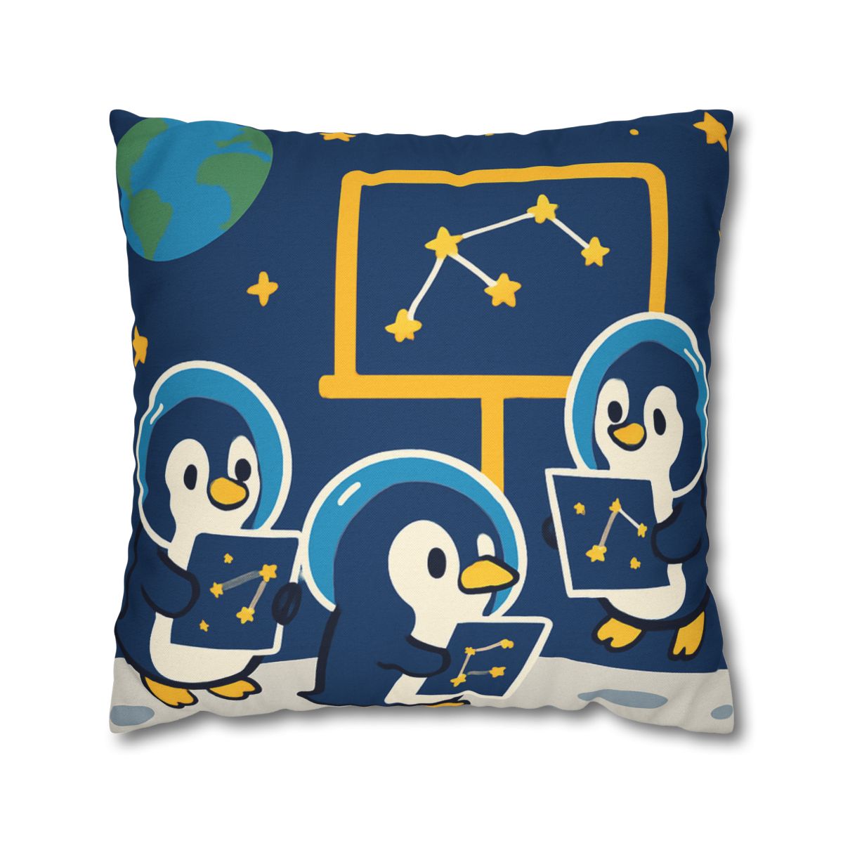 Space School For Curious Penguins personalized pillow covers