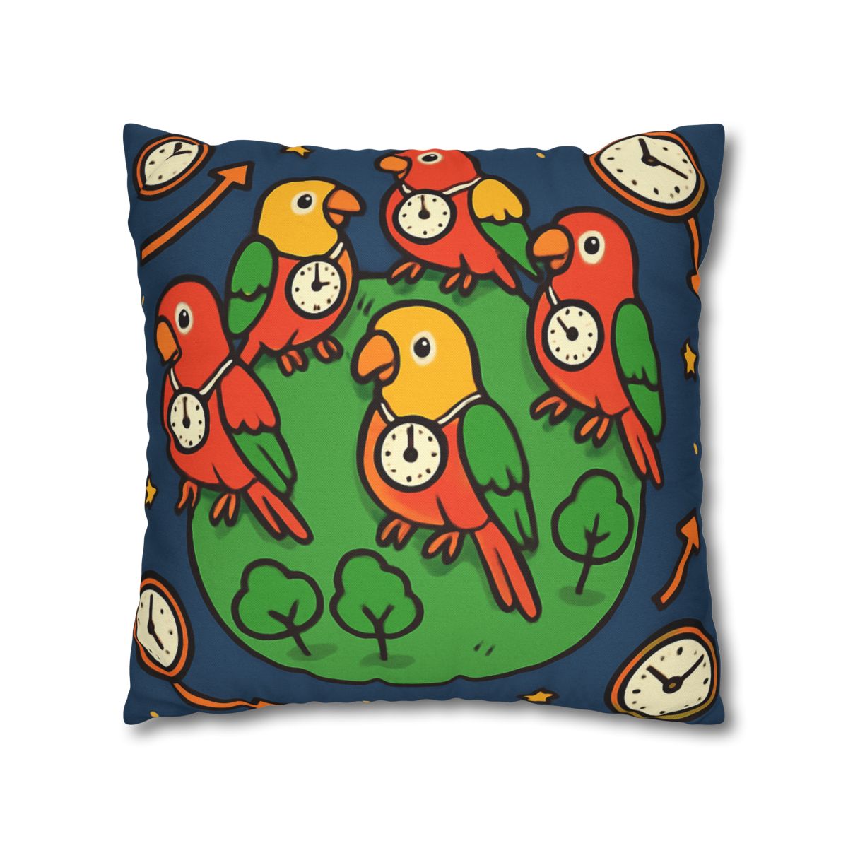 Time Traveling Parrot Planet designer print pillow cases