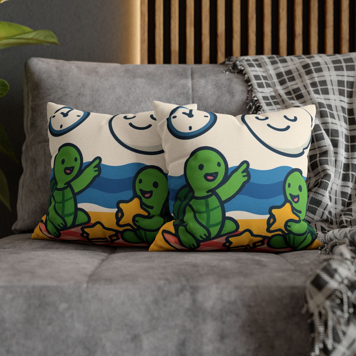 Moon Turtles Tide Time Picnic personalized pillow covers