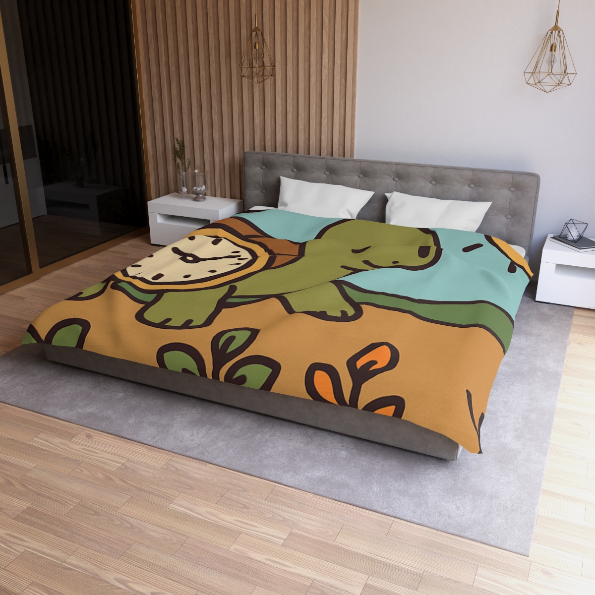 Time Travel Turtle Garden designer printed duvets