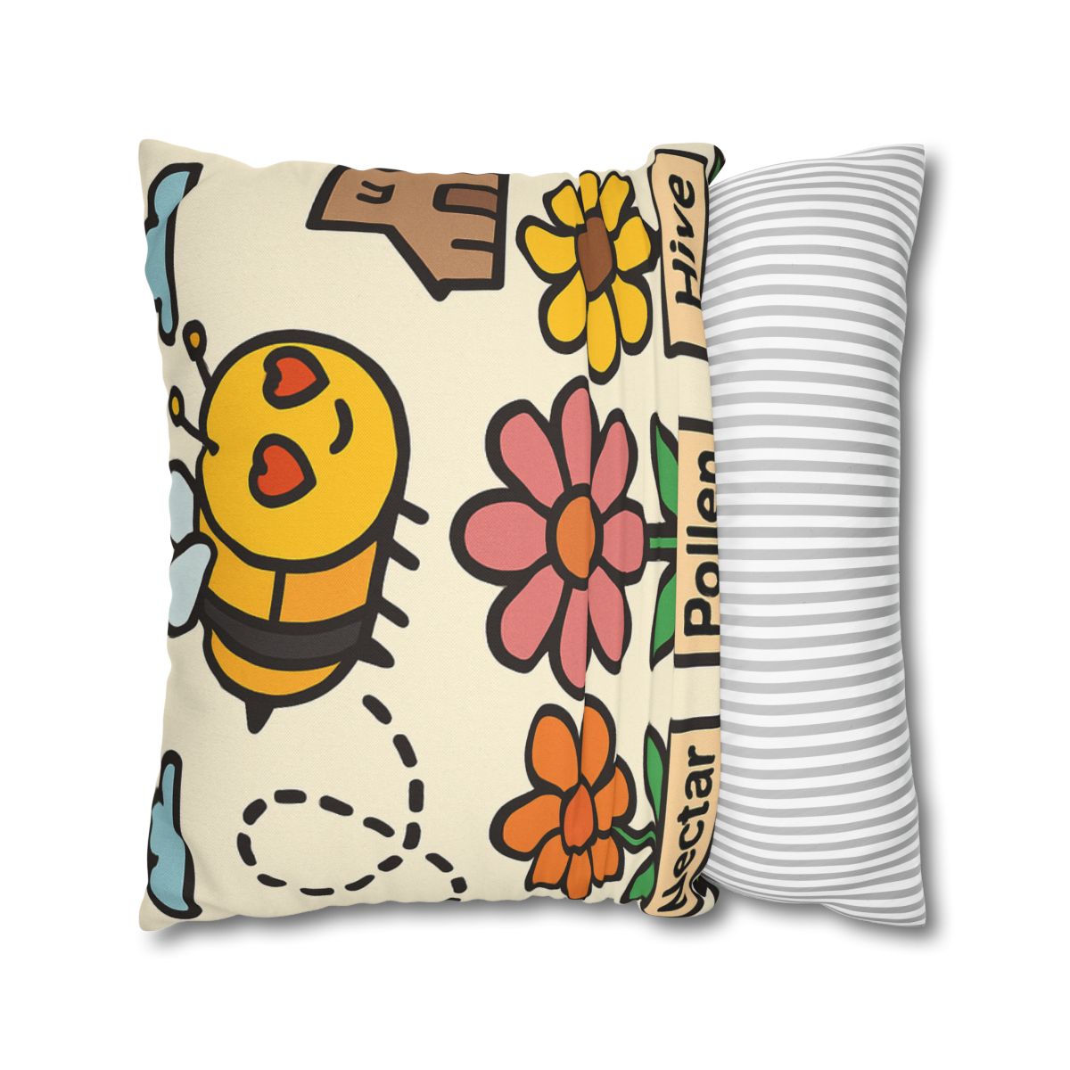 Robot Bee Pollination Map trendy patterned pillow cases