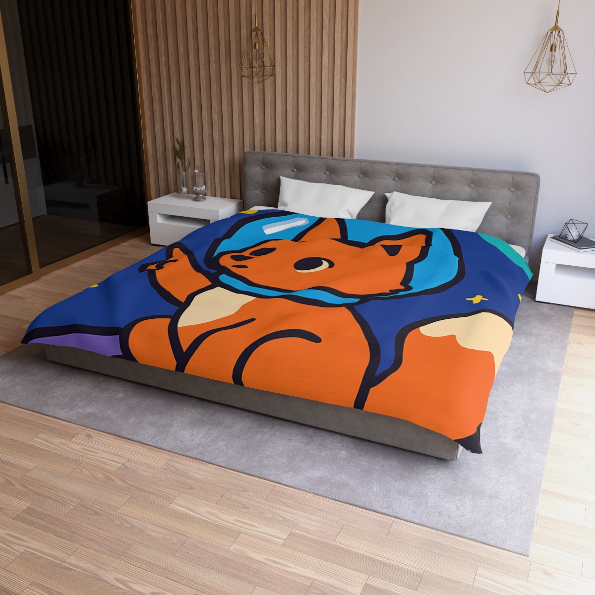 Stargazing Space Fox stylish duvet covers