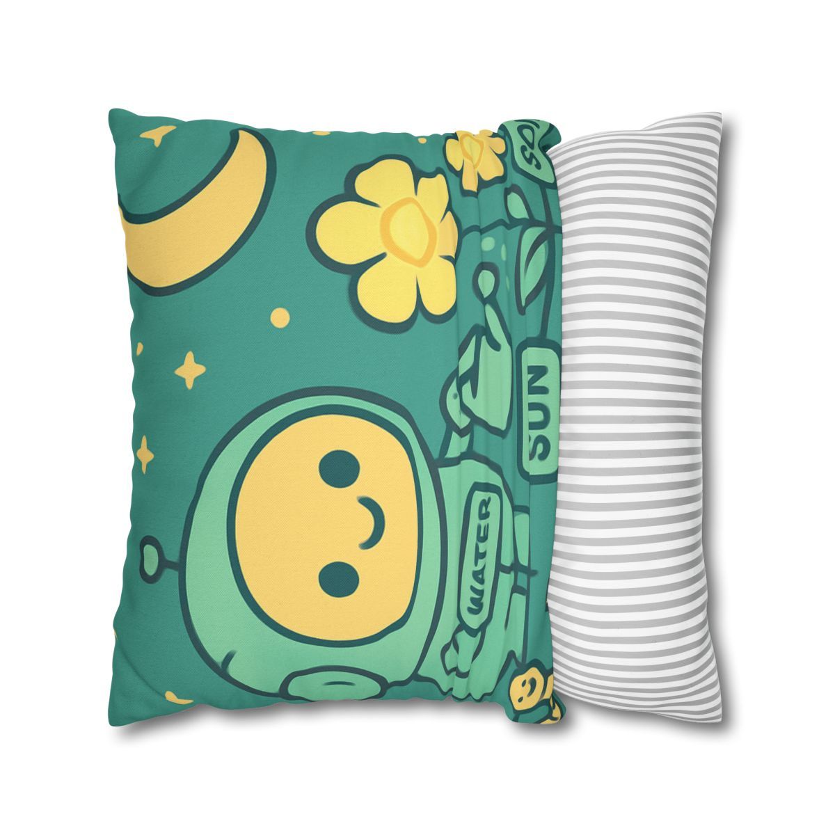 Robot Gardener And The Moonflower Patch soft cotton pillow cases