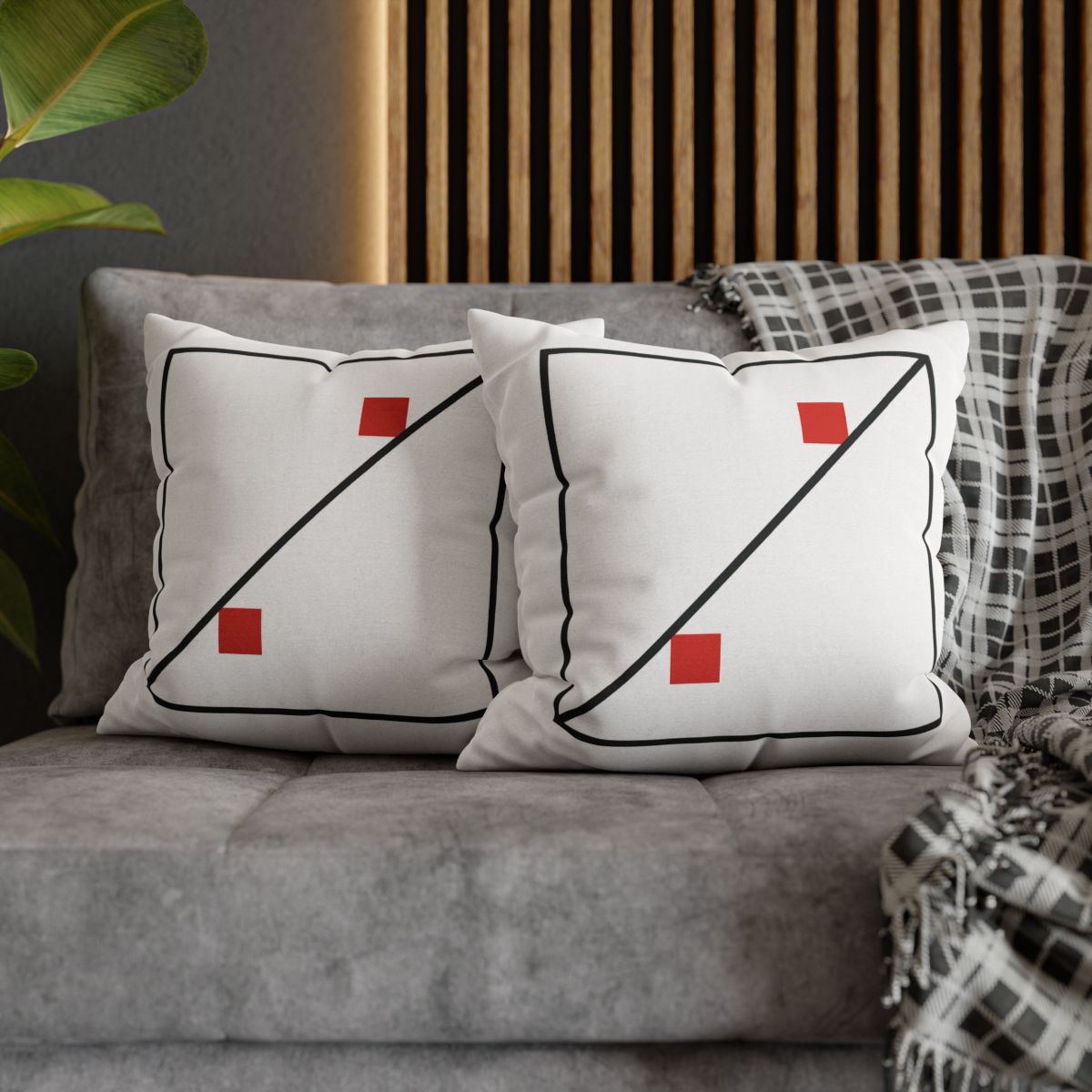 Diagonal Frame Split designer print pillow cases