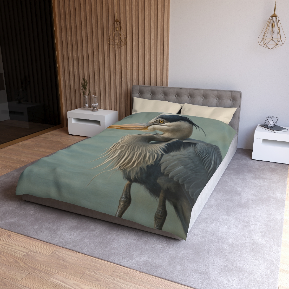 Harbor Watch Great Blue Heron unique patterned duvets