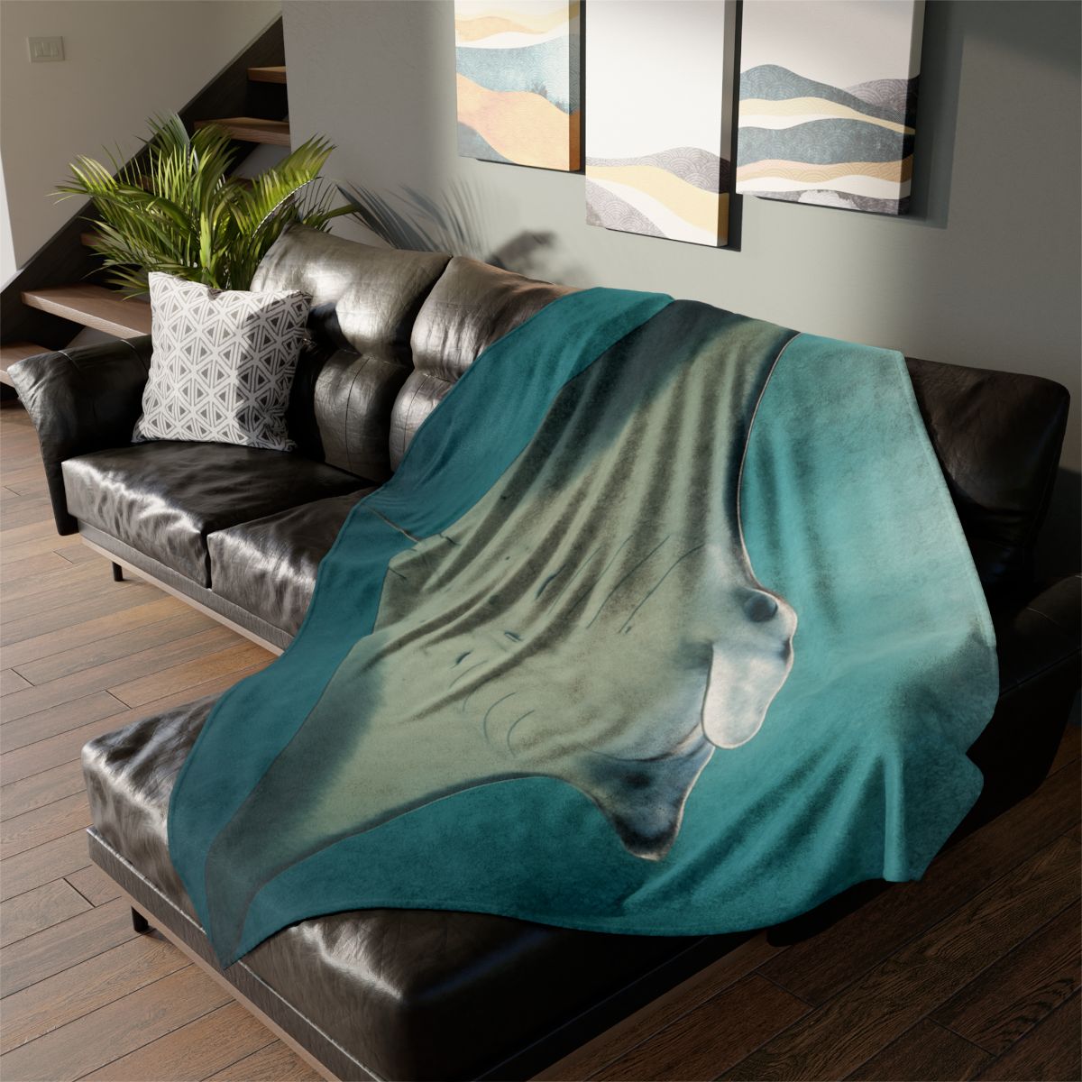 Celestial Glide Reef Manta Ray soft fleece blankets