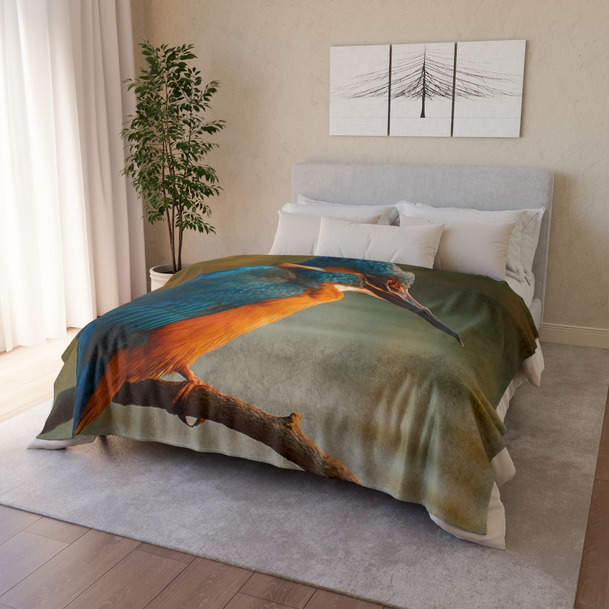 Aurora Splash Common Kingfisher custom blankets
