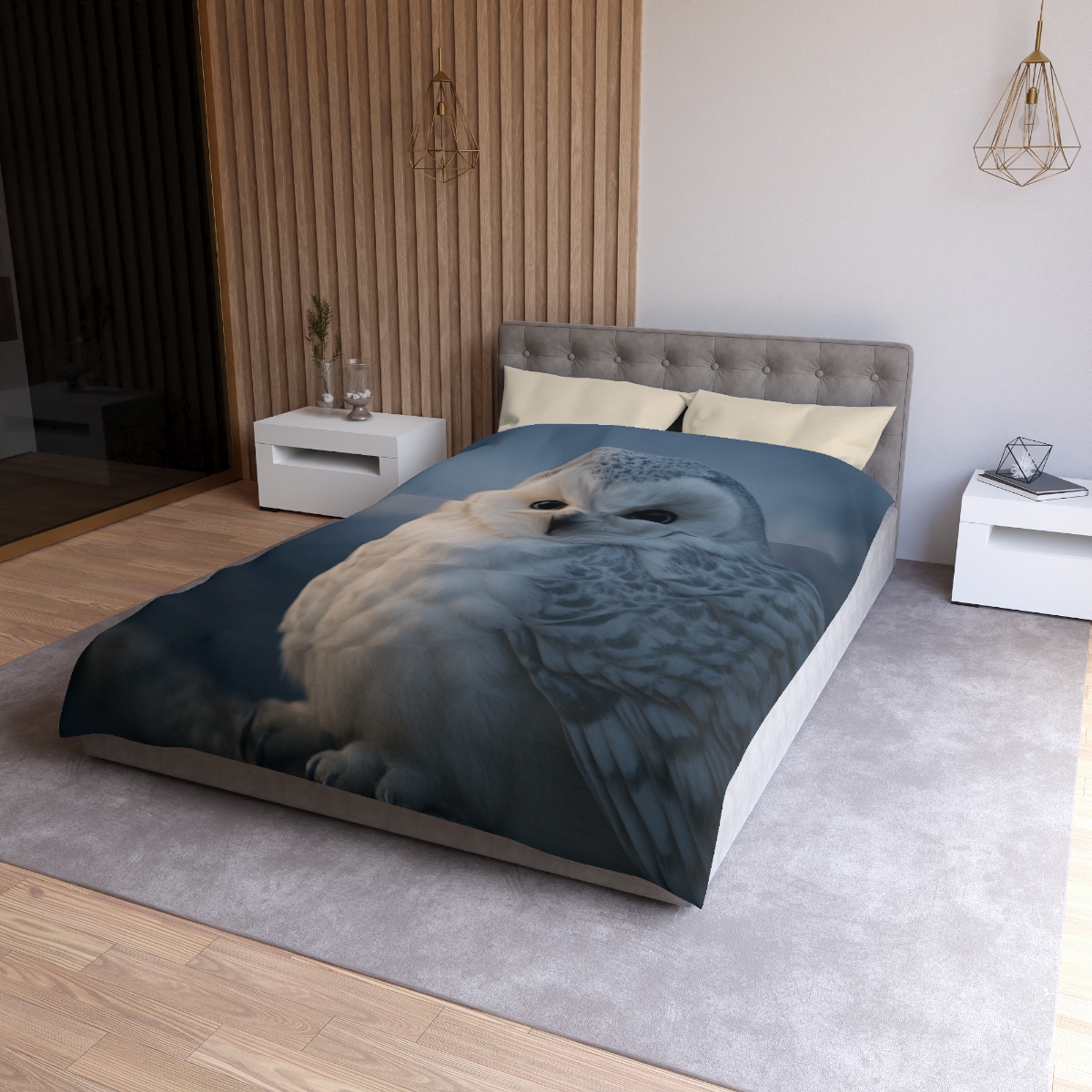 Twilight Watcher Snowy Owl personalized bedding duvets