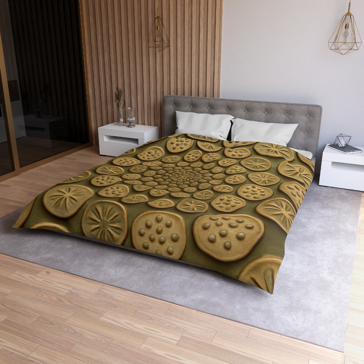 Seed Pod Micro Spiral Array designer printed duvets