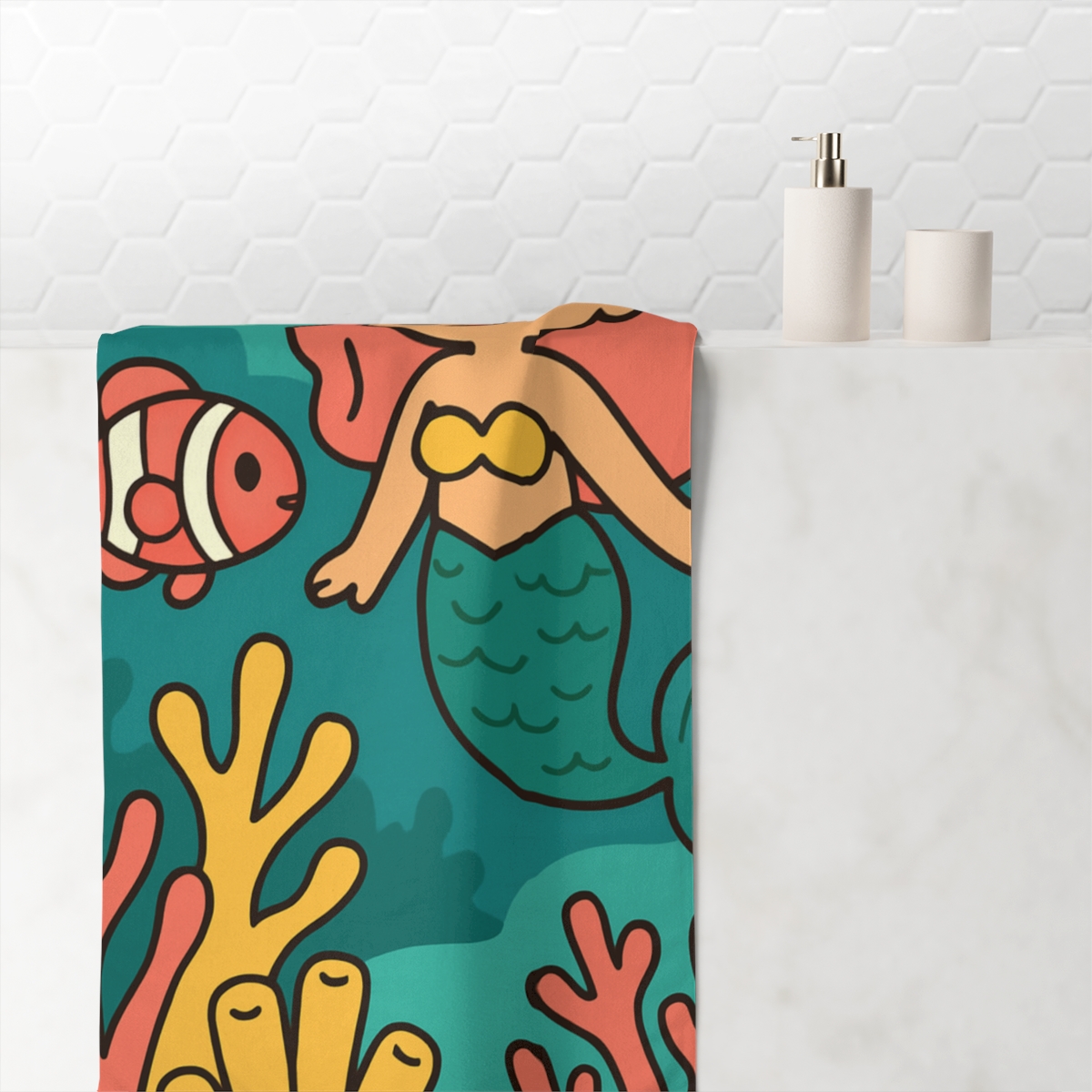 Magical Coral Reef Mermaid decorative home towels