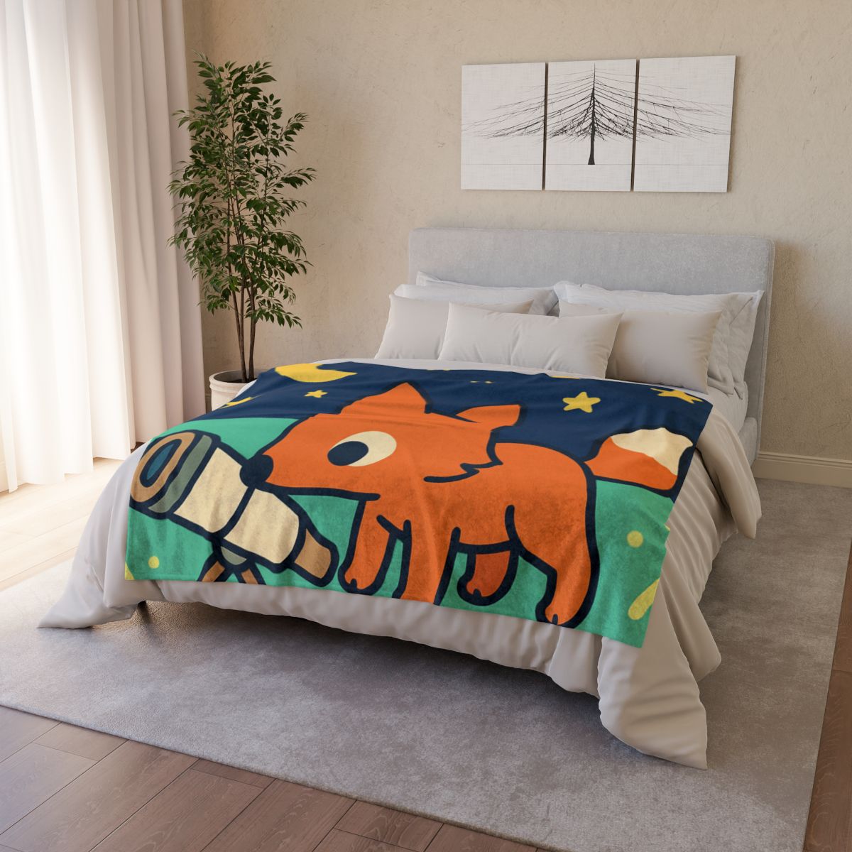Starlight Safari Fox soft fleece blankets
