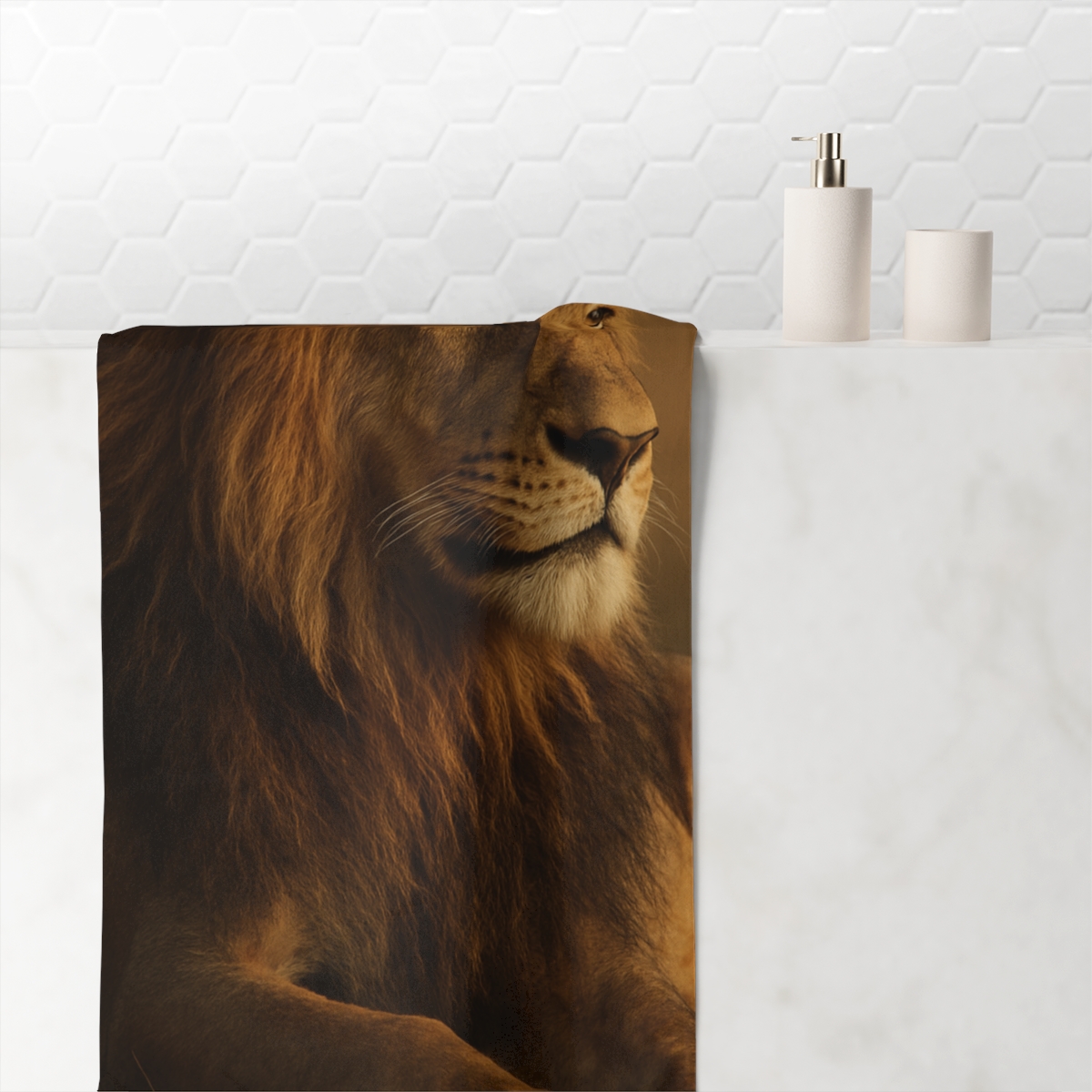 Golden Gaze African Lion comfortable face towels