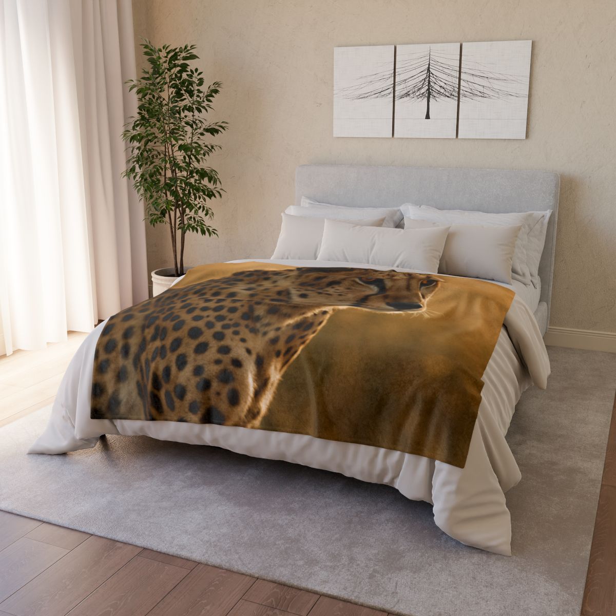 Sunlit Stare Cheetah warm winter blankets