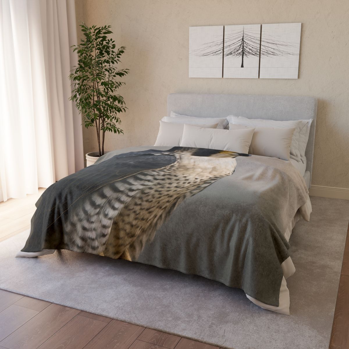 Starlit Vigil Peregrine Falcon trendy patterned blankets