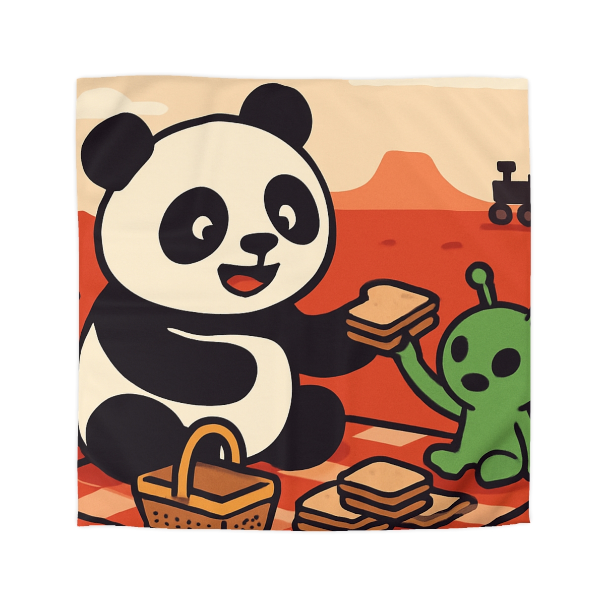Martian Panda Picnic custom duvets