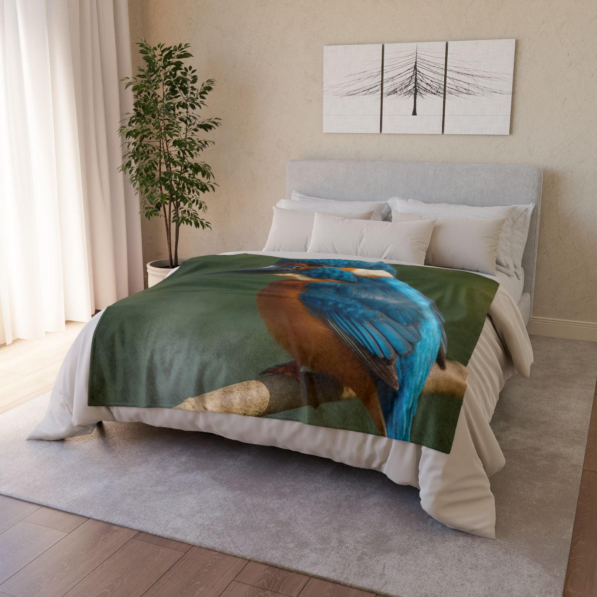 Azure Bolt Common Kingfisher soft fleece blankets
