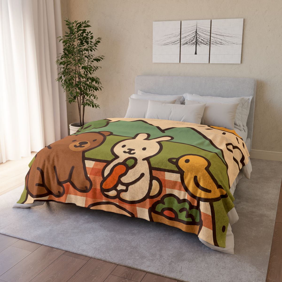 Mountain Picnic Pals trendy patterned blankets