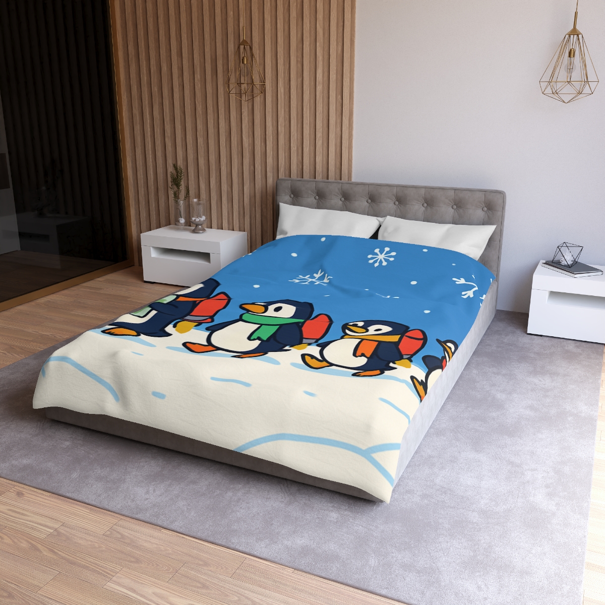 Rocket Penguin Parade trendy bedroom duvets