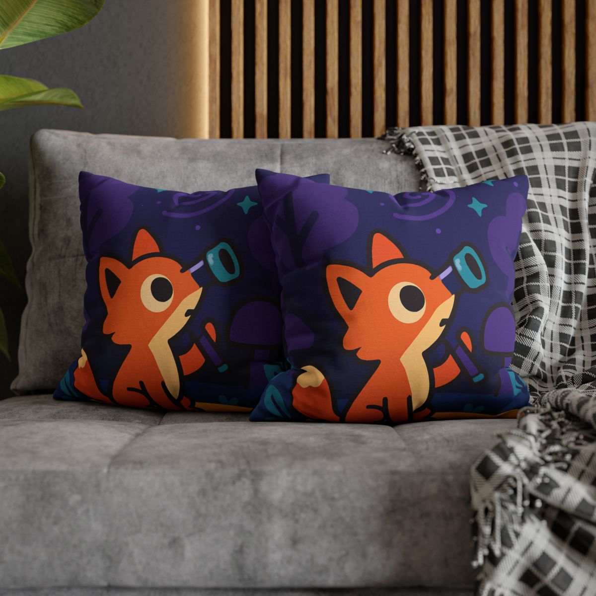 Nebula Forest Fox custom pillow cases