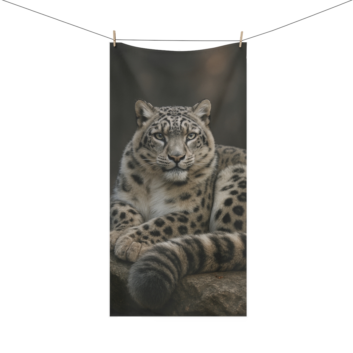 Starlit Stillness Snow Leopard unique gift towels
