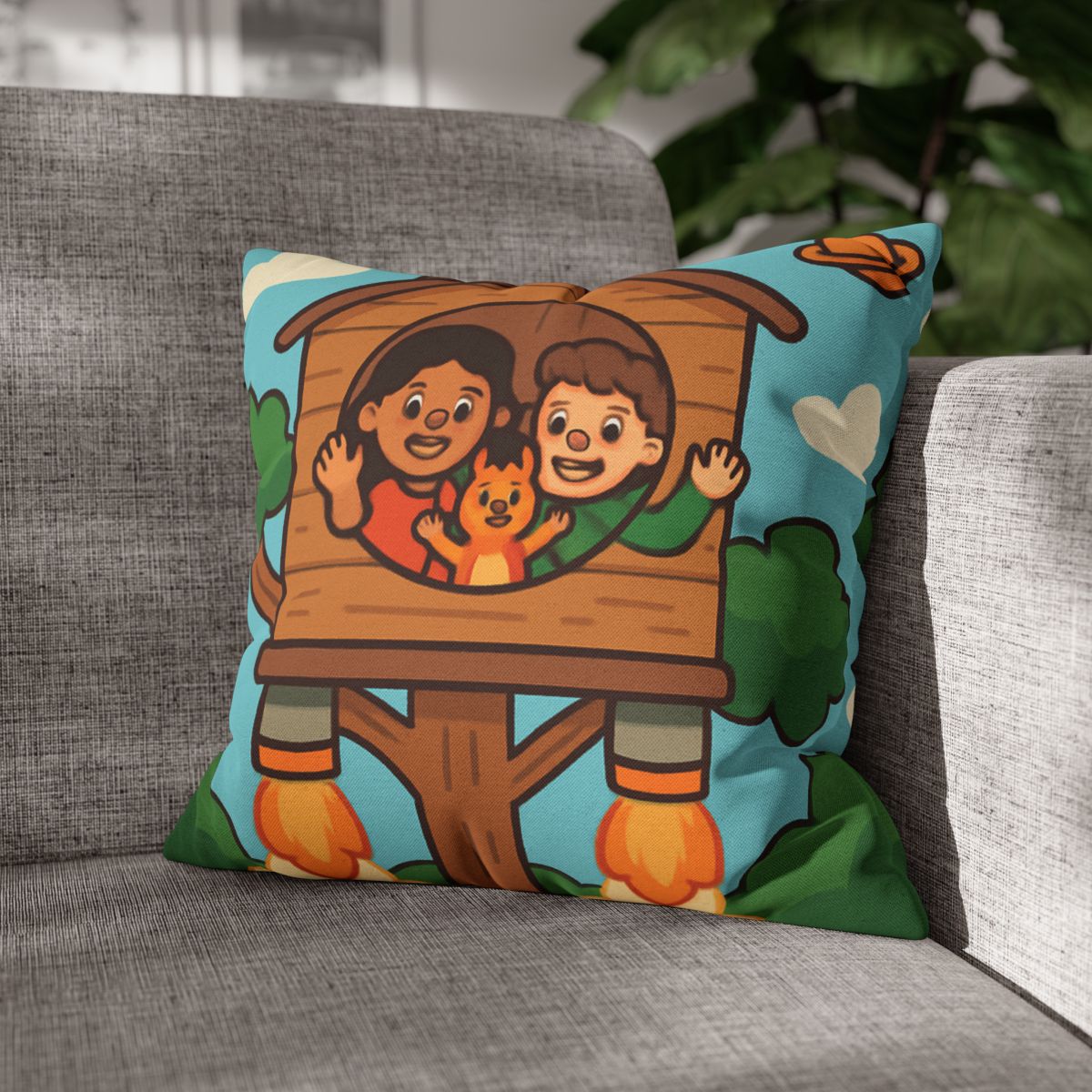 Rocket Powered Treehouse Forest stylish decorative pillowcases