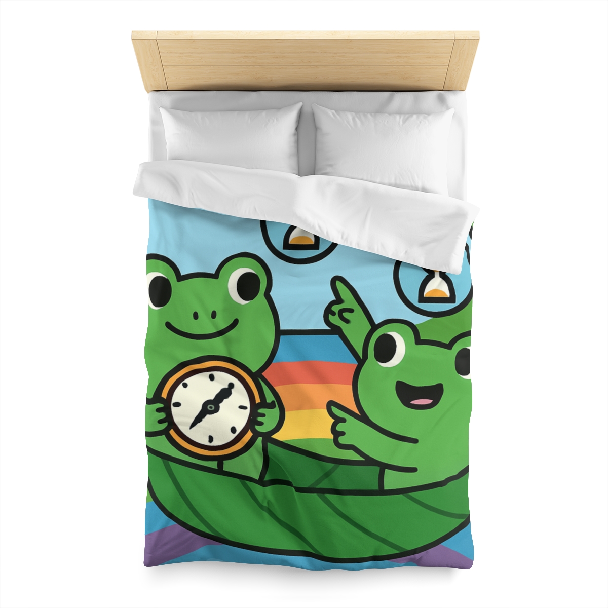 Rainbow River Time Travel Frogs duvets for gifts