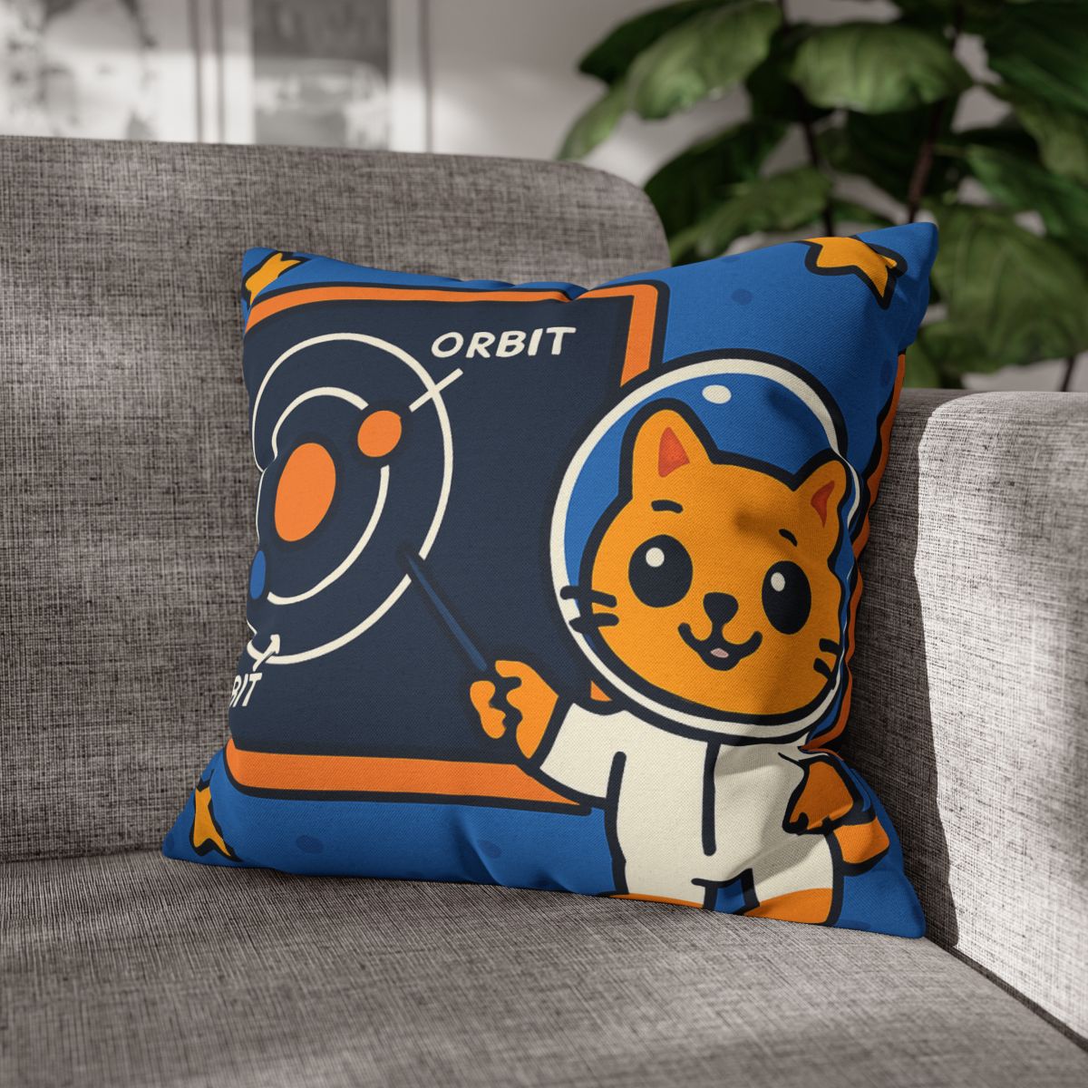 Comet Classroom Cat And The Orbit Chalkboard stylish decorative pillowcases