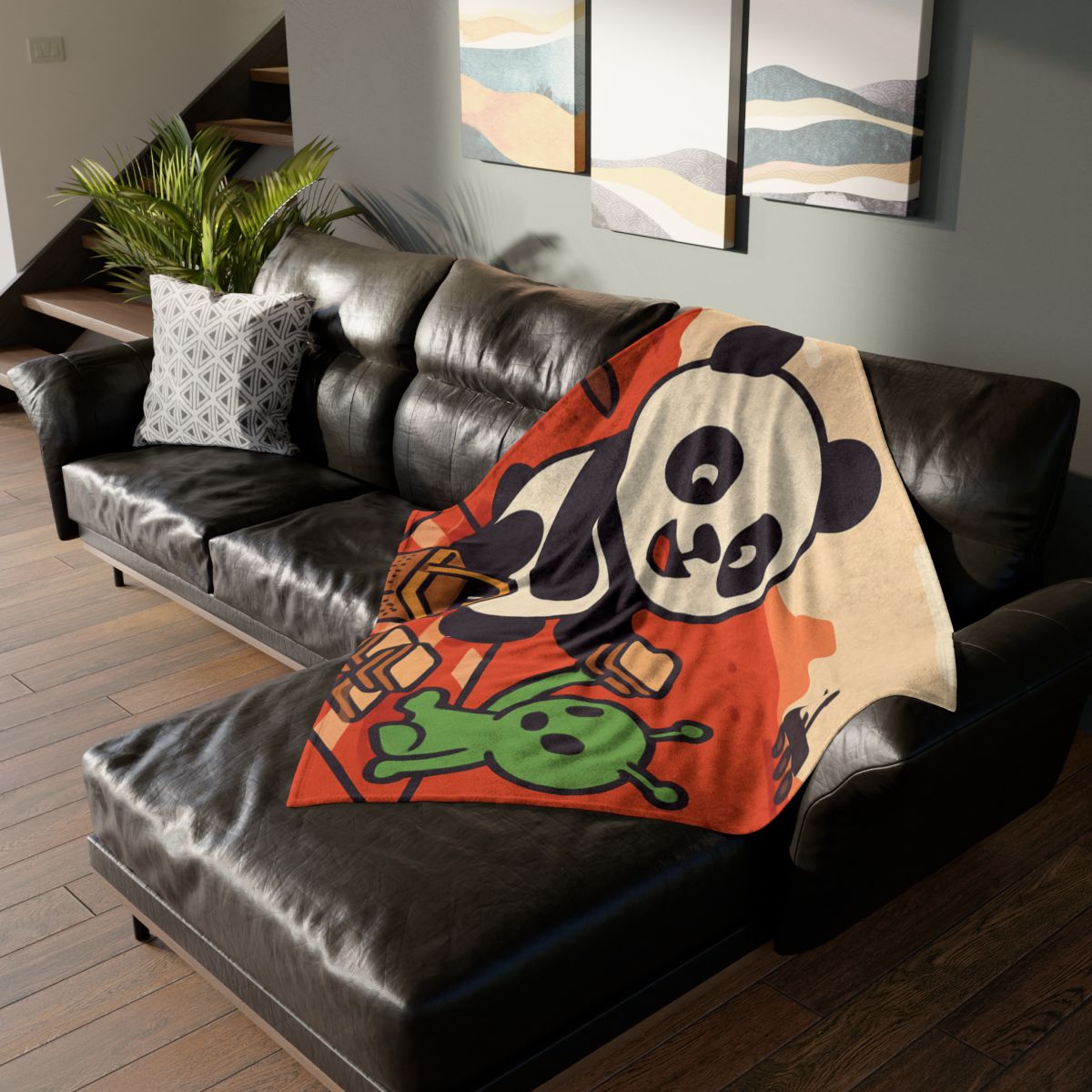 Martian Panda Picnic personalized cozy blankets