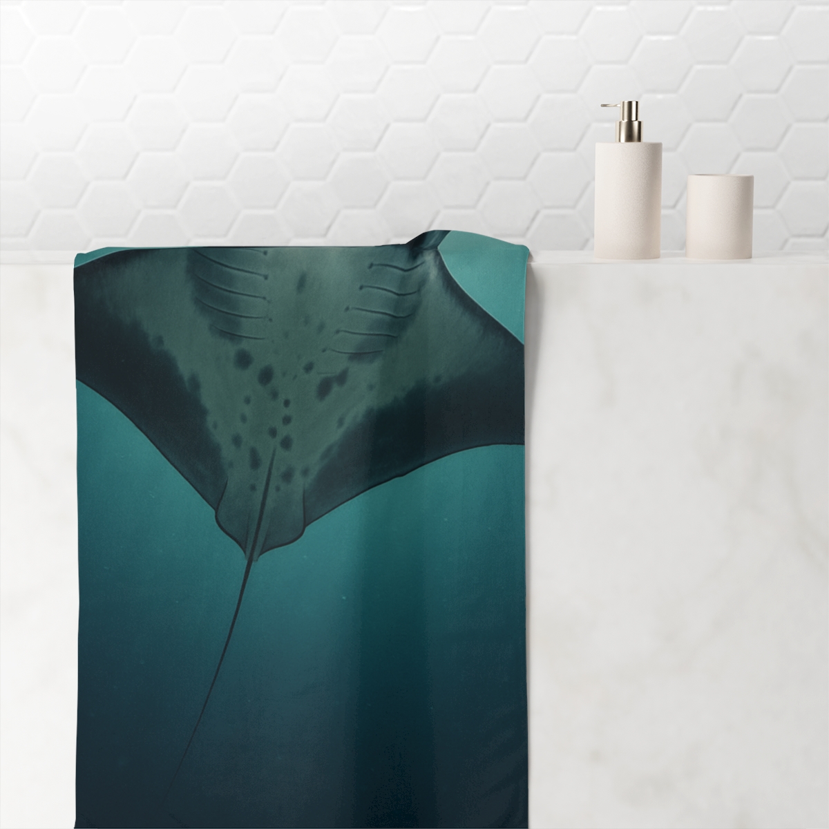 Celestial Glide Giant Manta Ray decorative home towelscustom towels