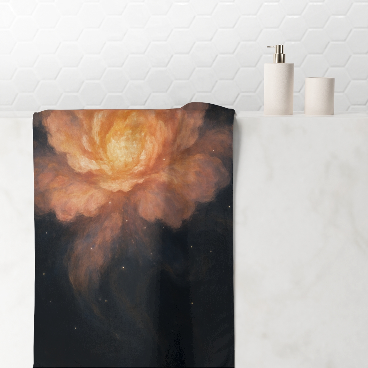 Celestial Tidal Bloom designer printed towels