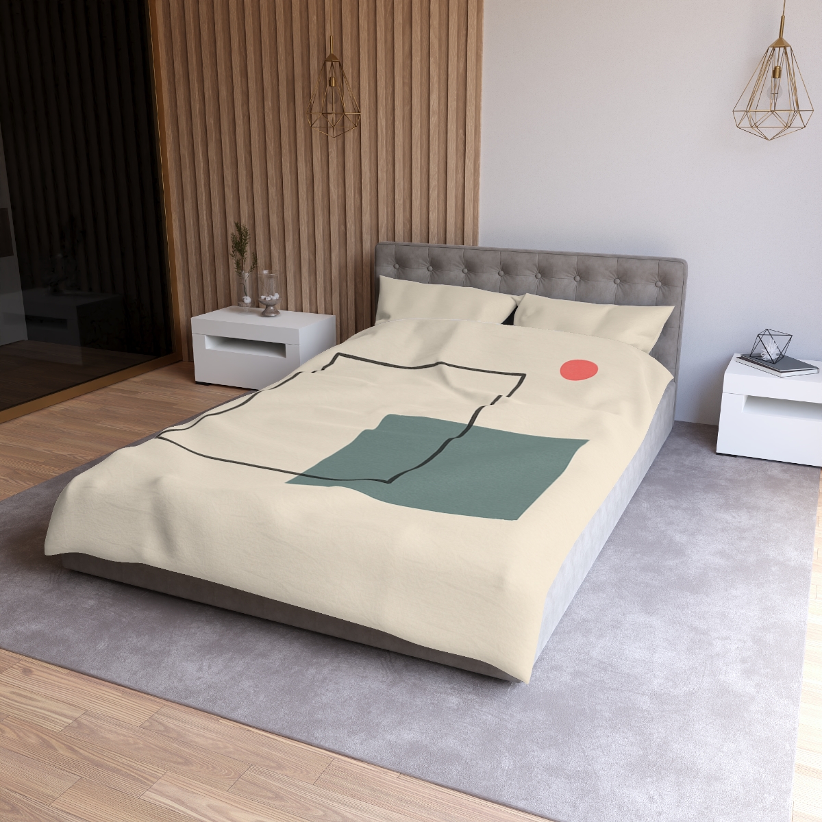 Open Frame With Quiet Spill designer printed duvets