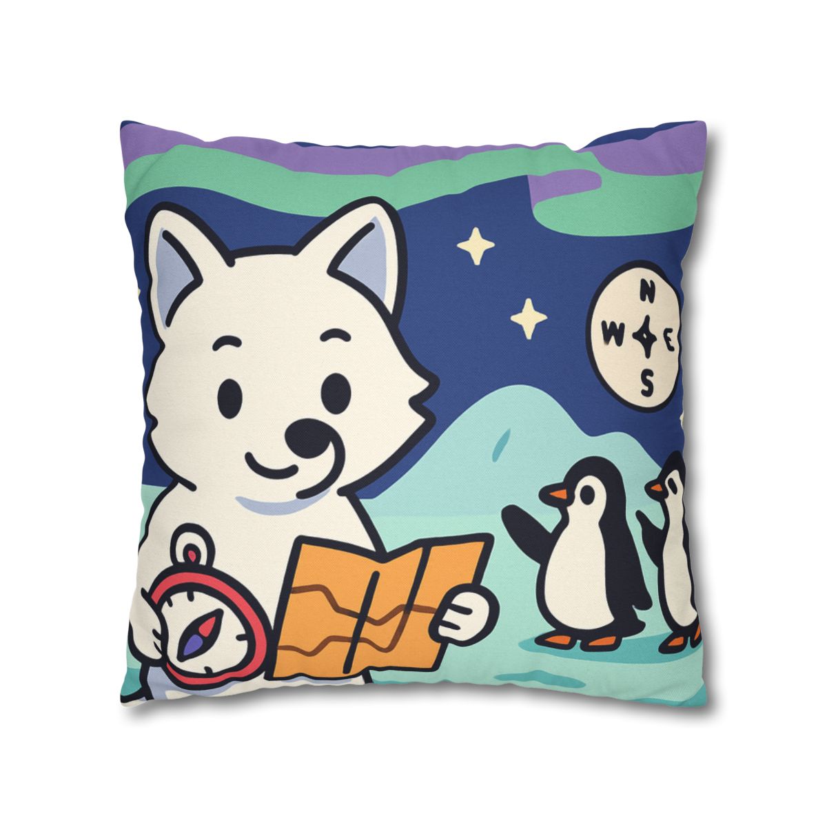 Aurora Fox And The Magnetic Map stylish decorative pillowcases
