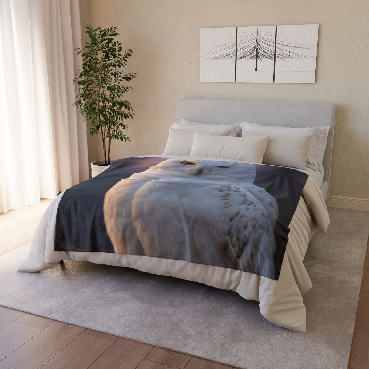 Twilight Watcher Snowy Owl soft fleece blankets