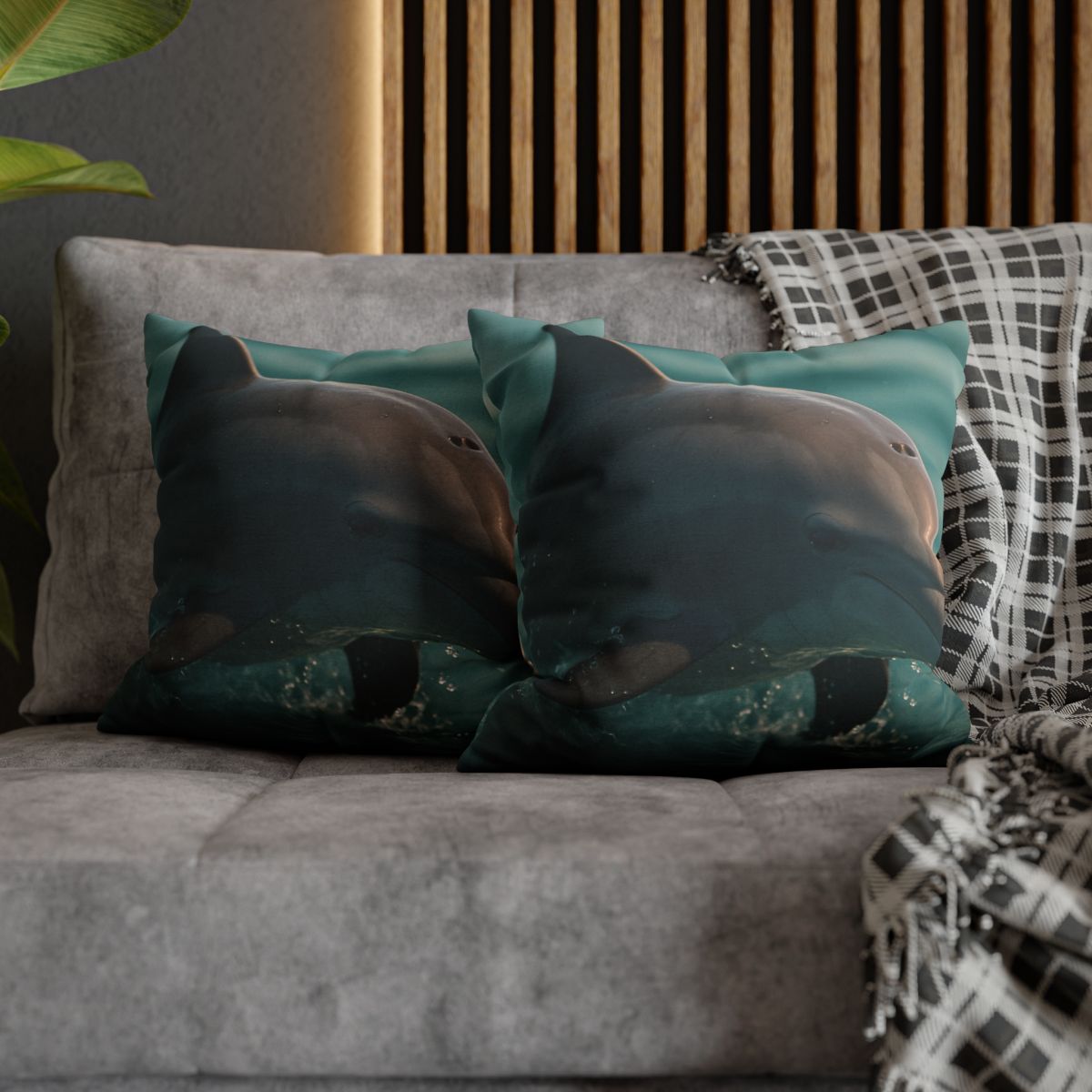 Silver Glide Bottlenose Dolphin designer print pillow cases