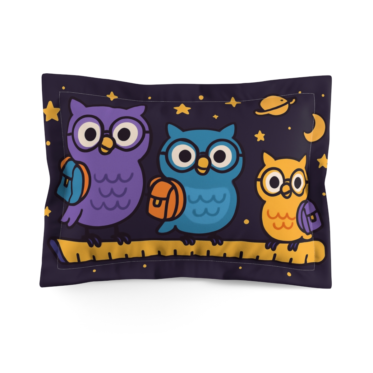 Galaxy School Of Curious Owls designer printed pillows